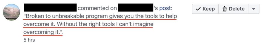 A member: The program gives you the tools to help overcome it. Without the right tools I can't imagine overcoming it.
